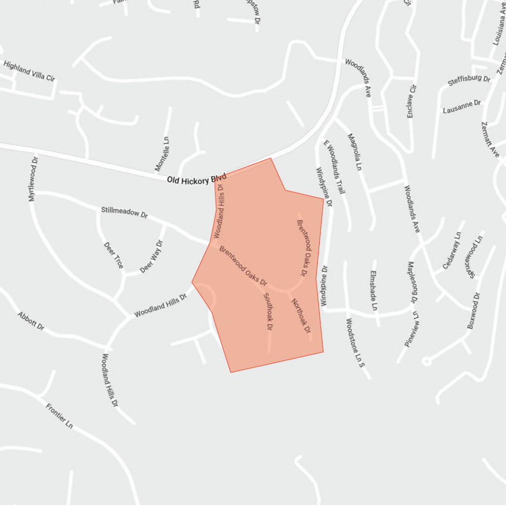 map highlighting Brentwood Oaks Apartments